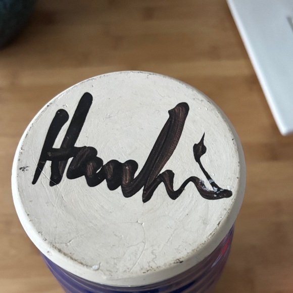 Hannah Deep Blue Ribbed Vase - Picture 3 of 3